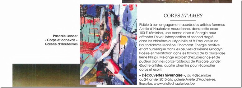 Marie Claire Belgium_01 Décembre 2014_Hélène Goddyn_galerie Arielle d'Hauterives 